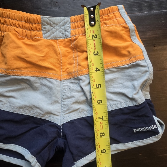 Patagonia Orange Blue Color Block Baby Boys Board Shorts Swim Bottoms Size 4T - Picture 5 of 5